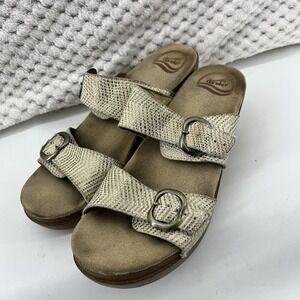 Dansko‎ Buckle Sandals Platform Wedge Comfort Slides Neutral Size 37